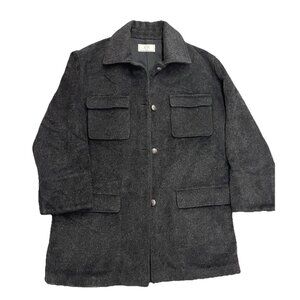 Vtg Wool Blend Overshirt JAX MADE IN CANADA Black Unisex Sz 8 Detailed Buttons